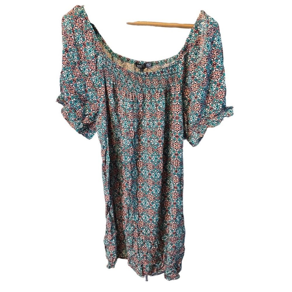 Cure Floral Off Shoulder Stretchy Short Sleeved Sheath Dress Sz 1X